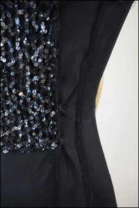 Vintage 1930s Black Sequin Tulle Dress