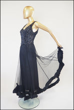 Vintage 1930s Black Sequin Tulle Dress