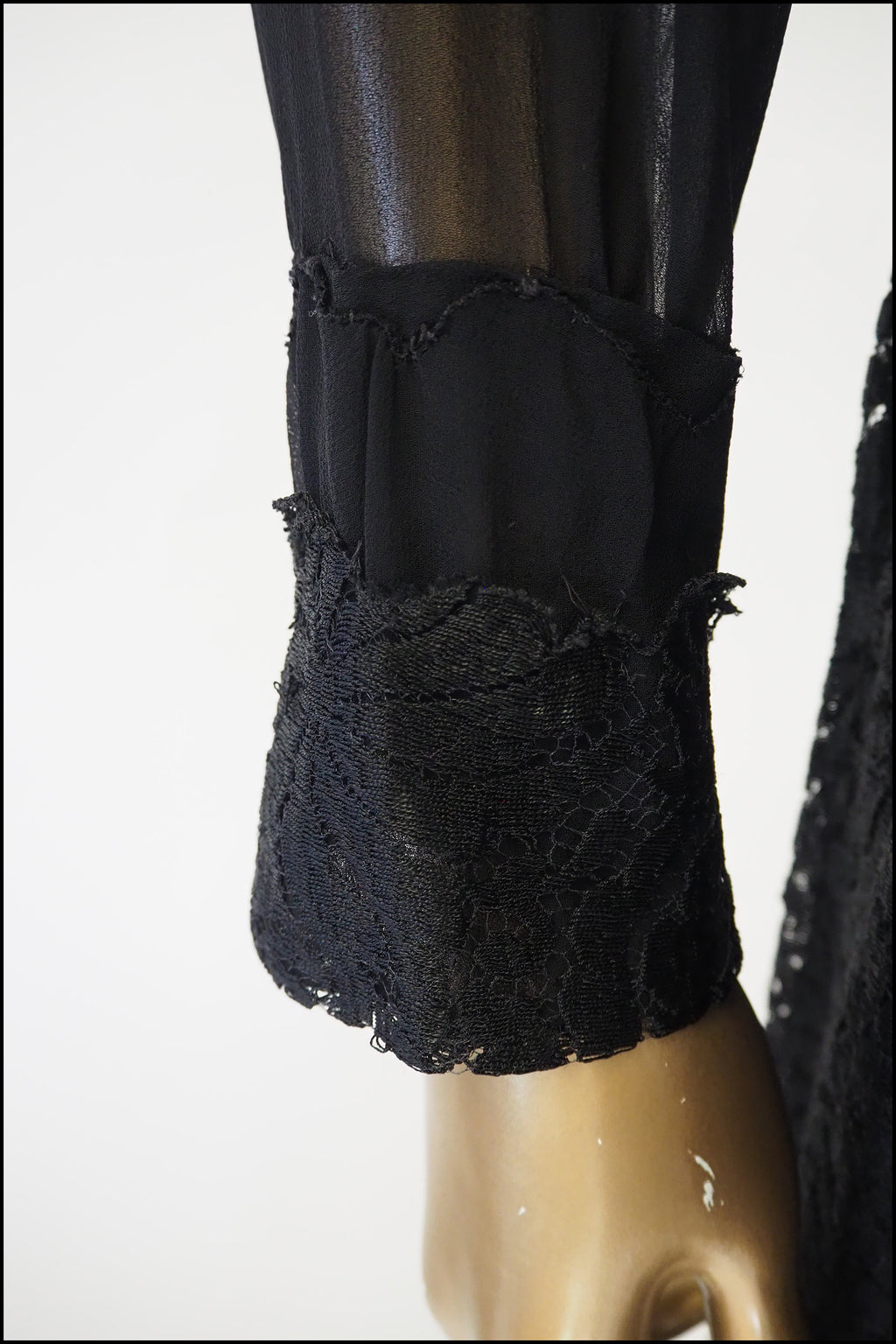 Vintage 1930s Black Chiffon Lace Dress