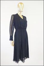 Vintage 1930s Black Chiffon Lace Dress