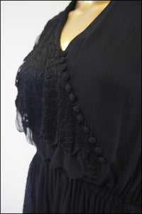 Vintage 1930s Black Chiffon Lace Dress