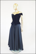 Vintage 1980s Black Velvet Ballgown Dress