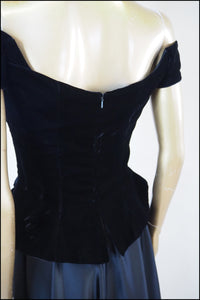 Vintage 1980s Black Velvet Ballgown Dress