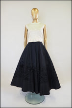 Vintage 1950s Black Flocked Skirt