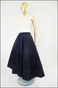 Vintage 1950s Black Flocked Skirt