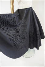 Vintage 1950s Black Flocked Skirt