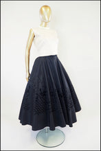 Vintage 1950s Black Flocked Skirt