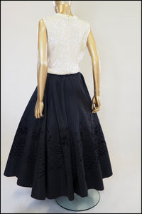 Vintage 1950s Black Flocked Skirt