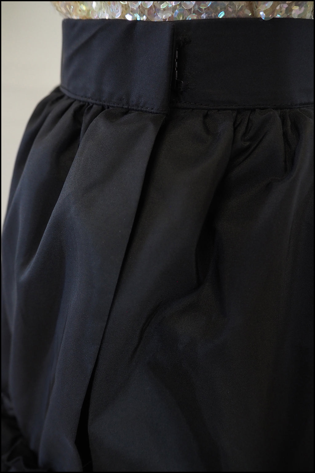Vintage 1980s Black Ruffle Midi Skirt