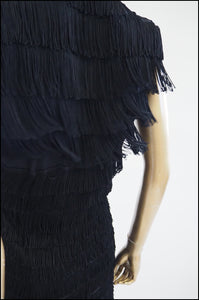 Vintage 1960s Black Fringed Wiggle Dress