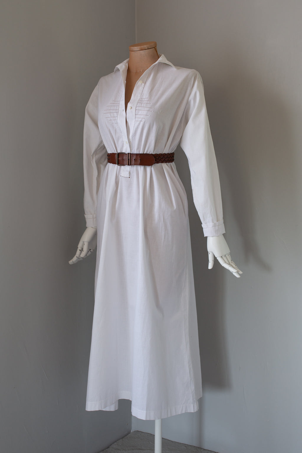 Antique White Cotton Shirt Dress