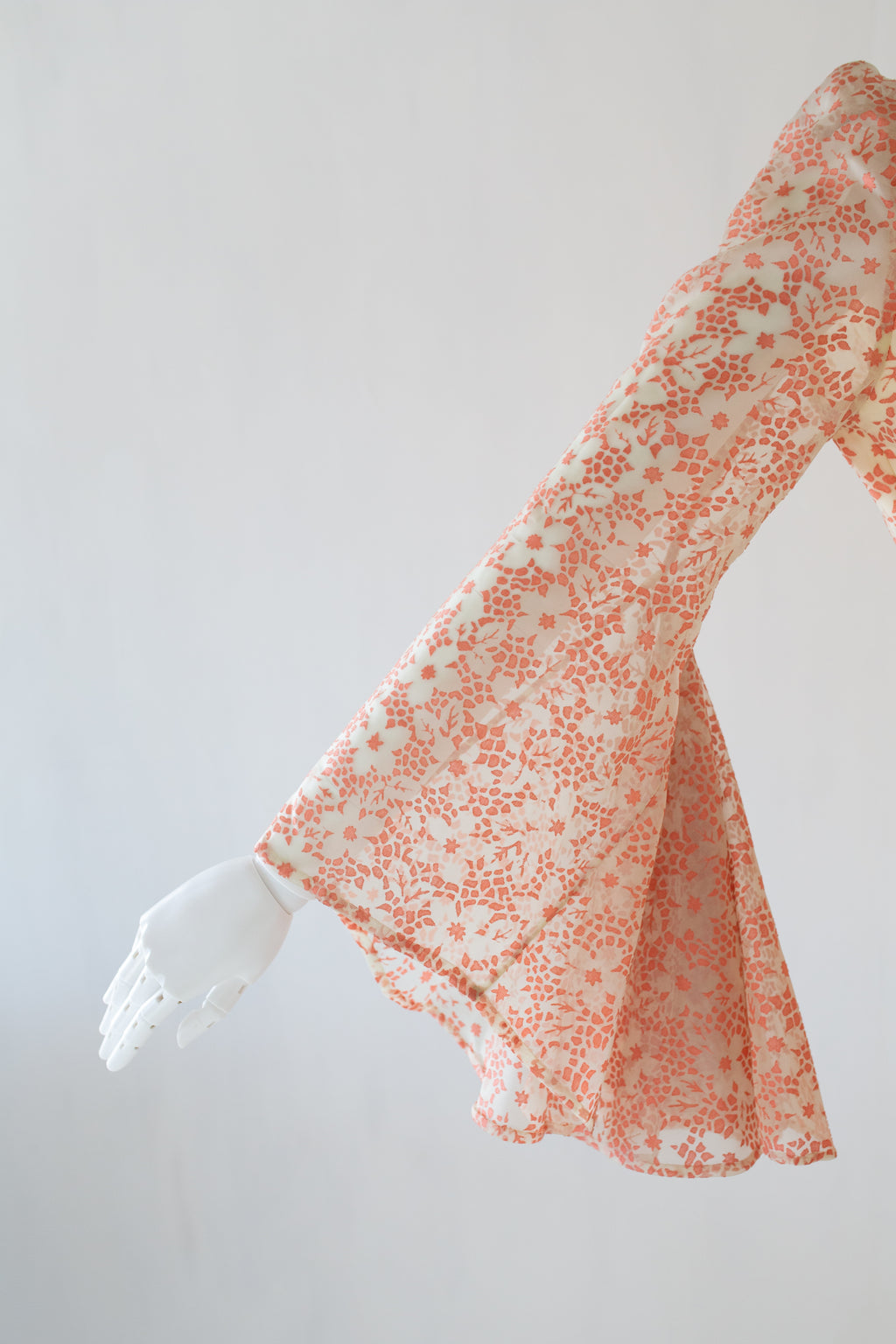 Vintage 1970s Peach Silk Devore Mini Dress