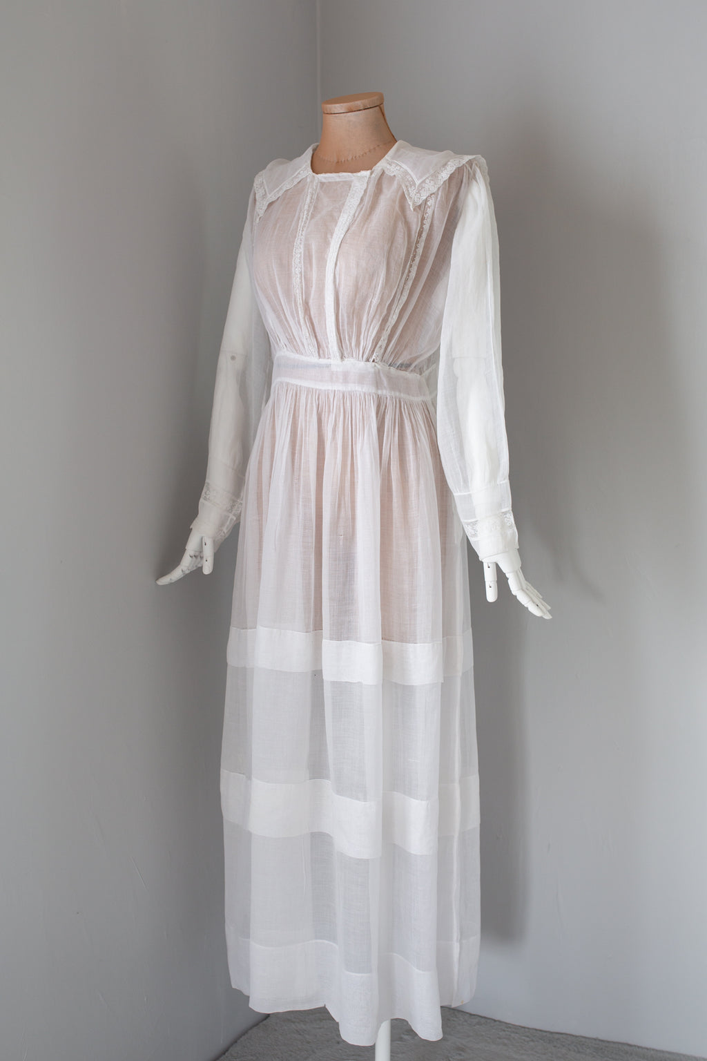 antique edwardian white cotton summer wedding dress