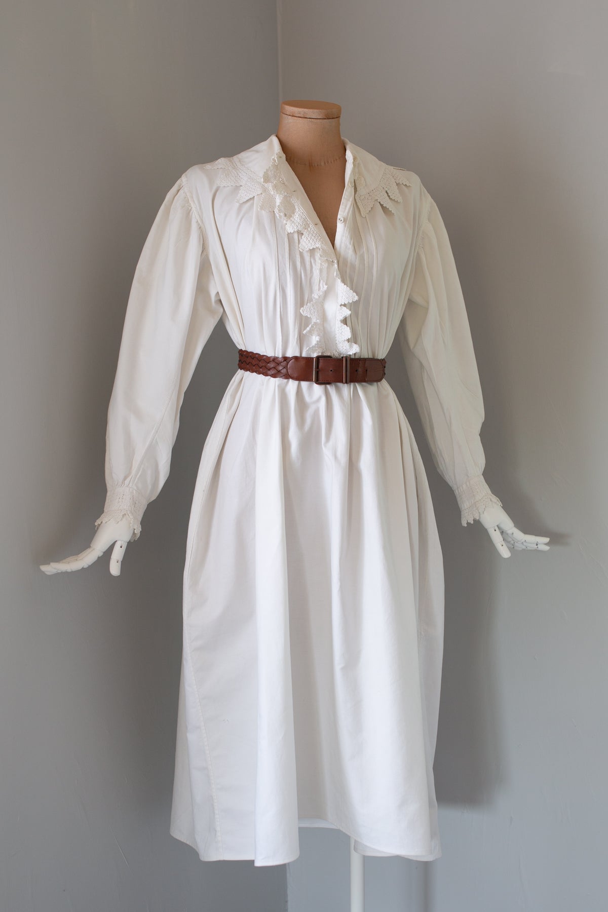 Antique 19th Century White Heavy Cotton Night Shirt