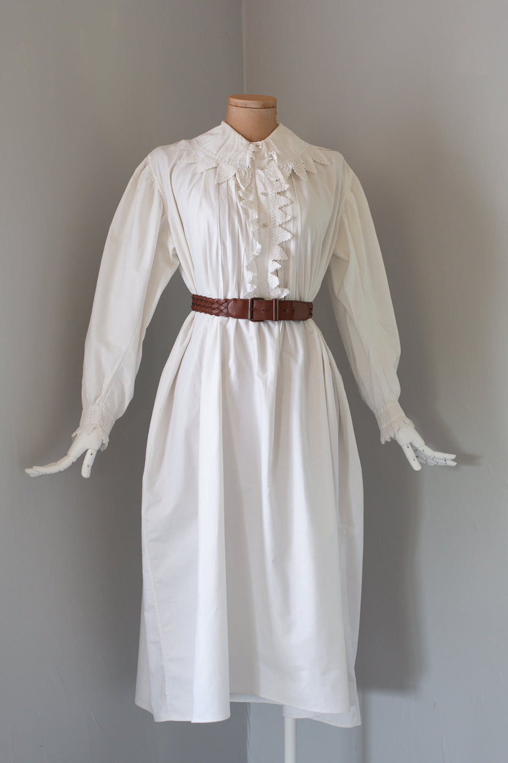 Antique 19th Century White Heavy Cotton Night Shirt