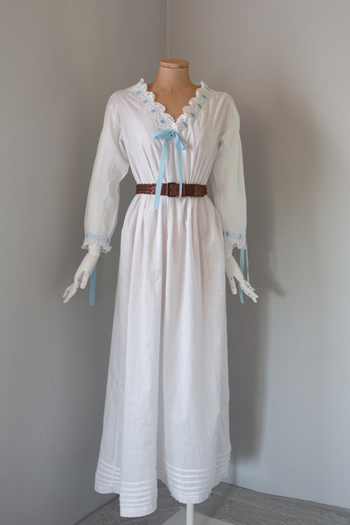 Antique White Embroidered Cotton Lawn Dress