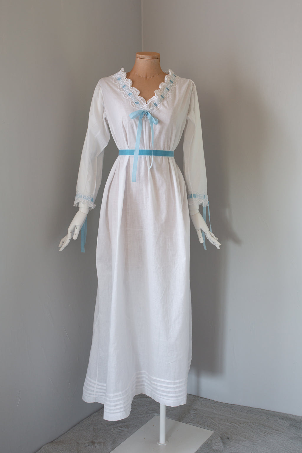 Antique White Embroidered Cotton Lawn Dress