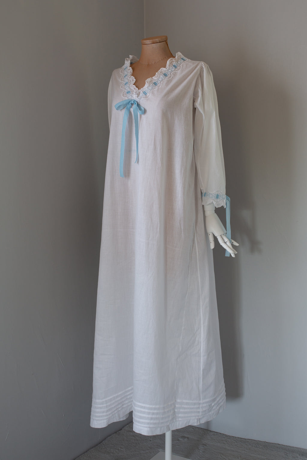 Antique White Embroidered Cotton Lawn Dress