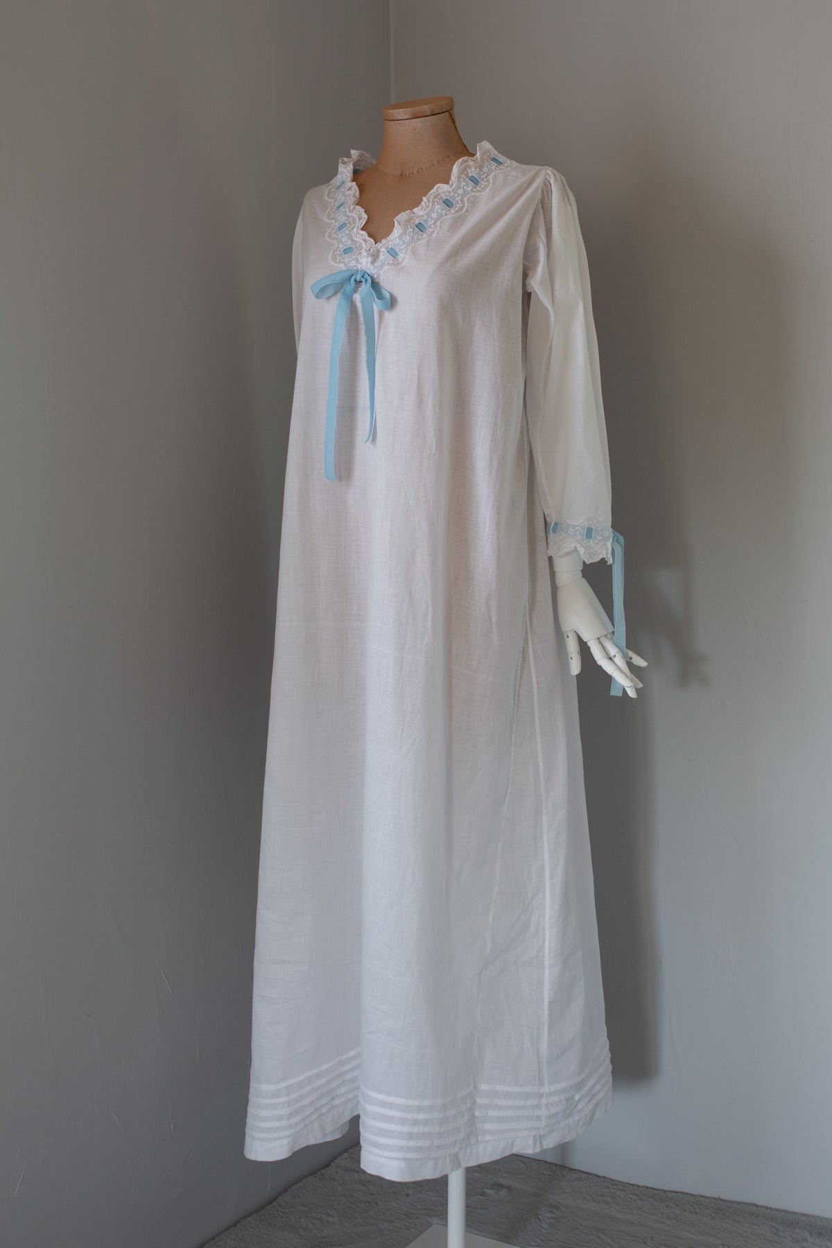 Antique White Embroidered Cotton Lawn Dress