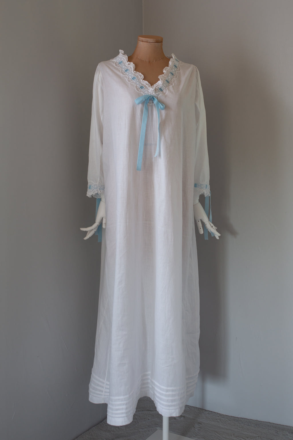 Antique White Embroidered Cotton Lawn Dress