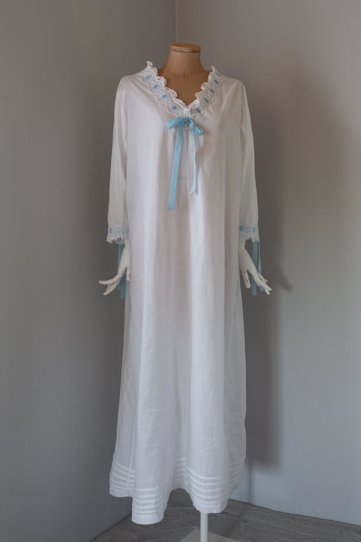 Antique White Embroidered Cotton Lawn Dress