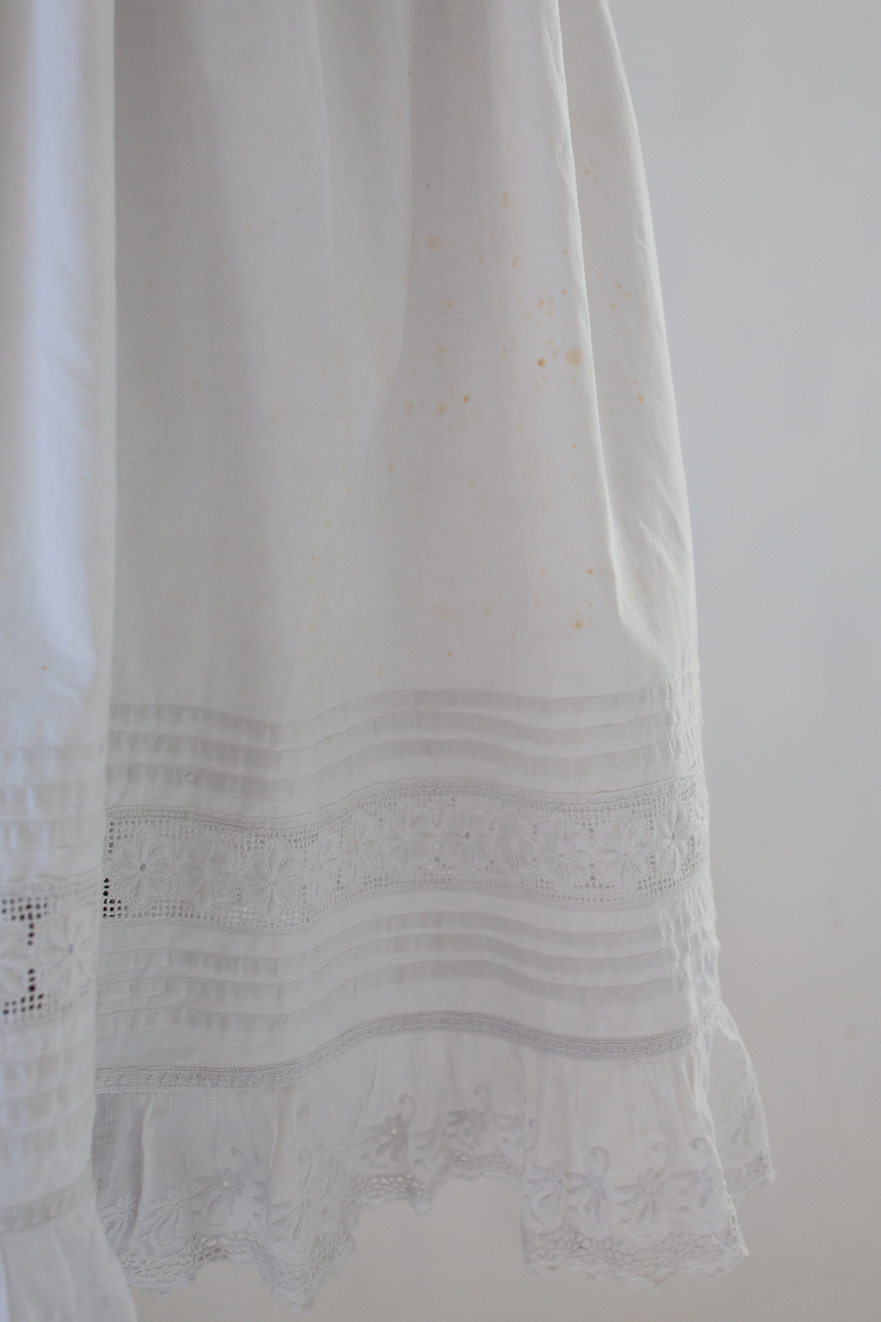 Antique White Cotton Embroidered Lace Skirt