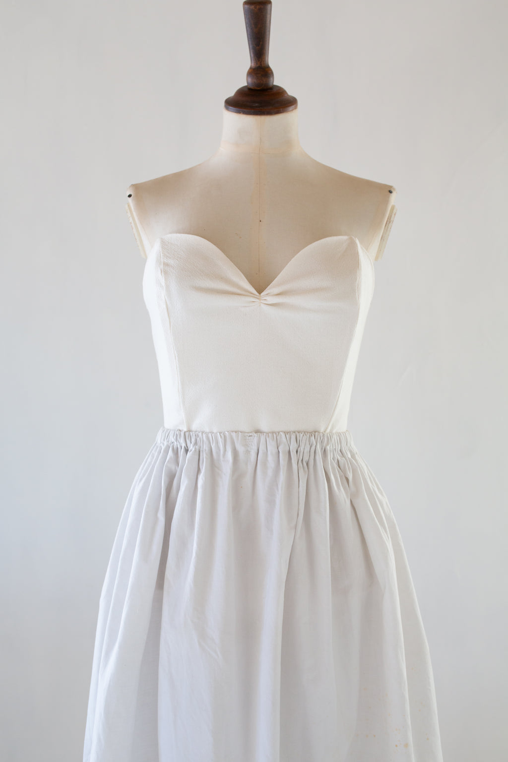 Antique White Cotton Embroidered Lace Skirt