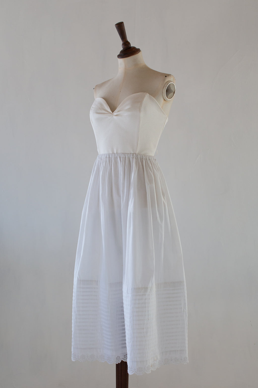 Antique White Cotton Pintuck Skirt