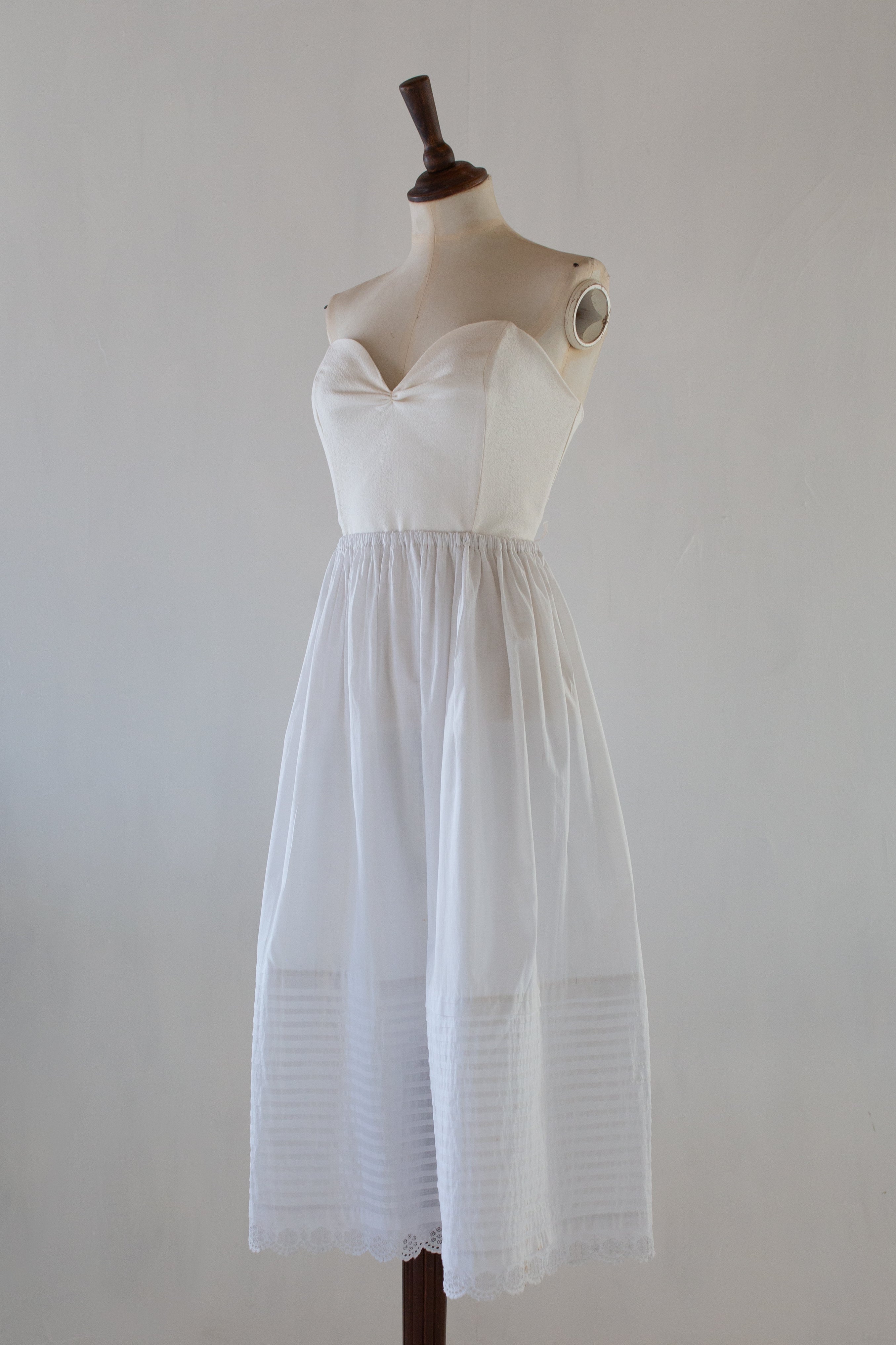 Antique White Cotton Pintuck Skirt