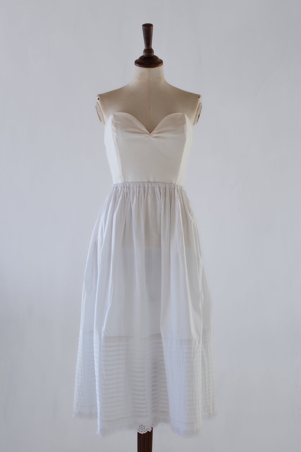 antique white cotton lace embroidered skirt