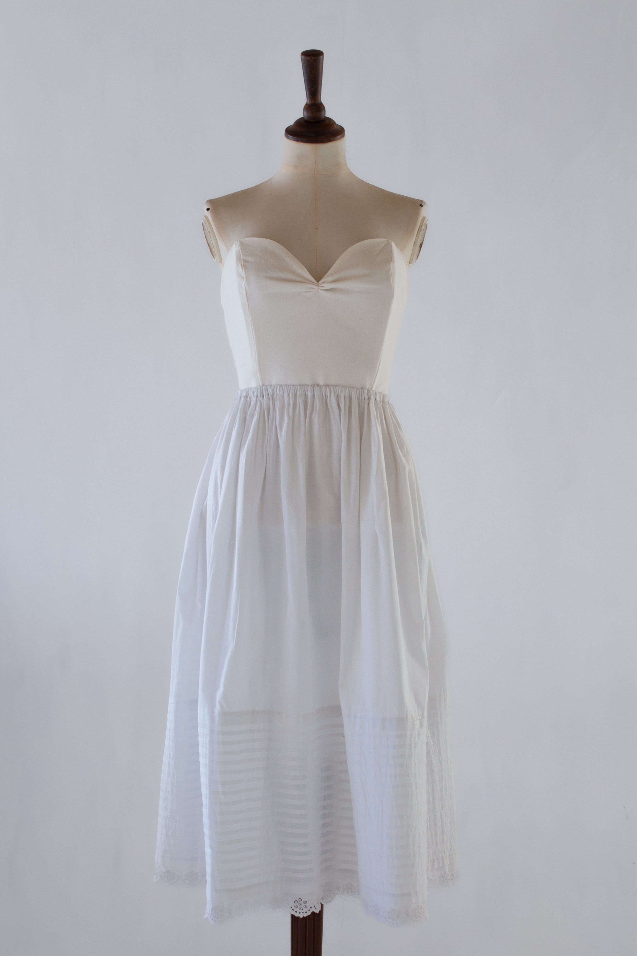 antique white cotton lace embroidered skirt