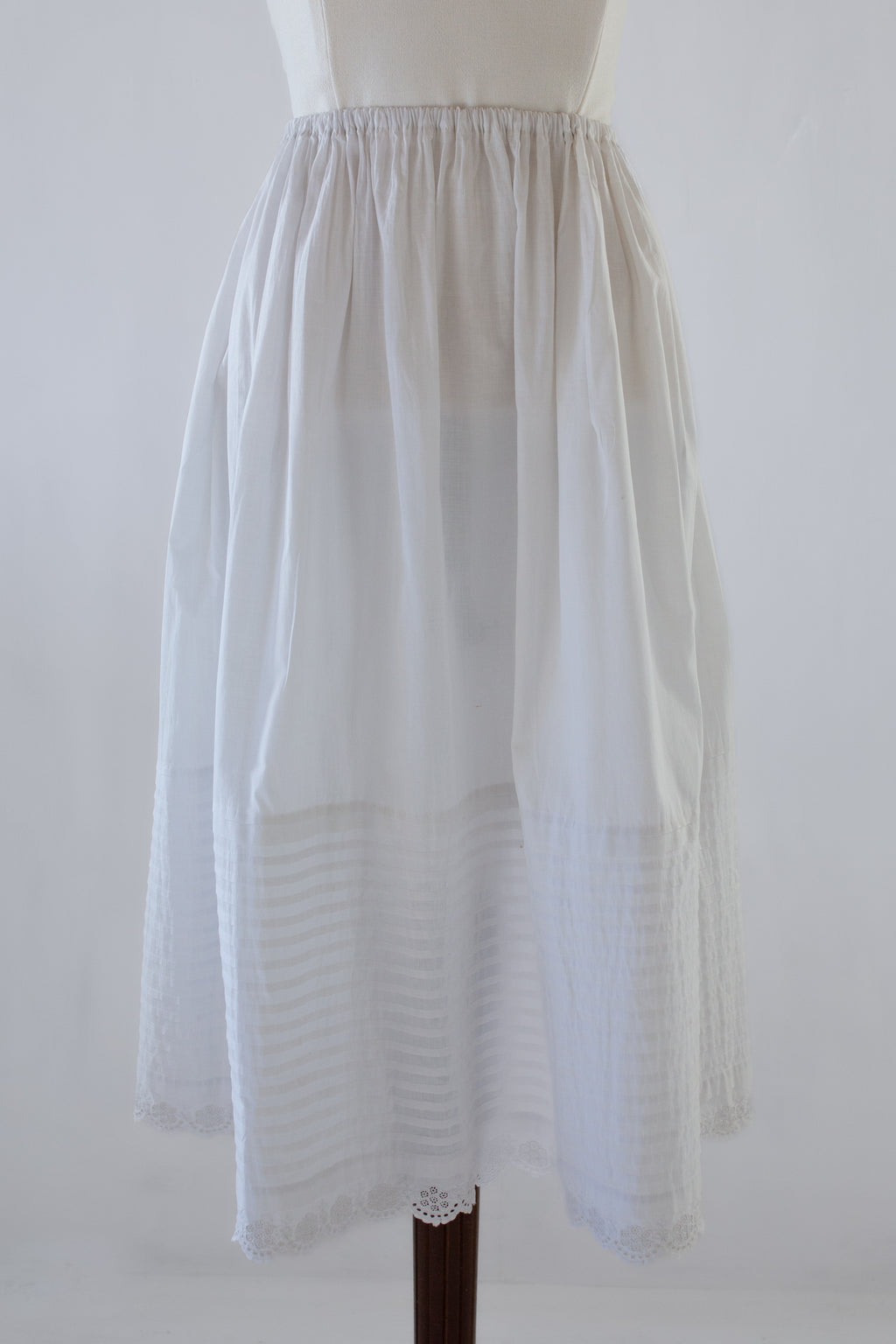 Antique White Cotton Pintuck Skirt