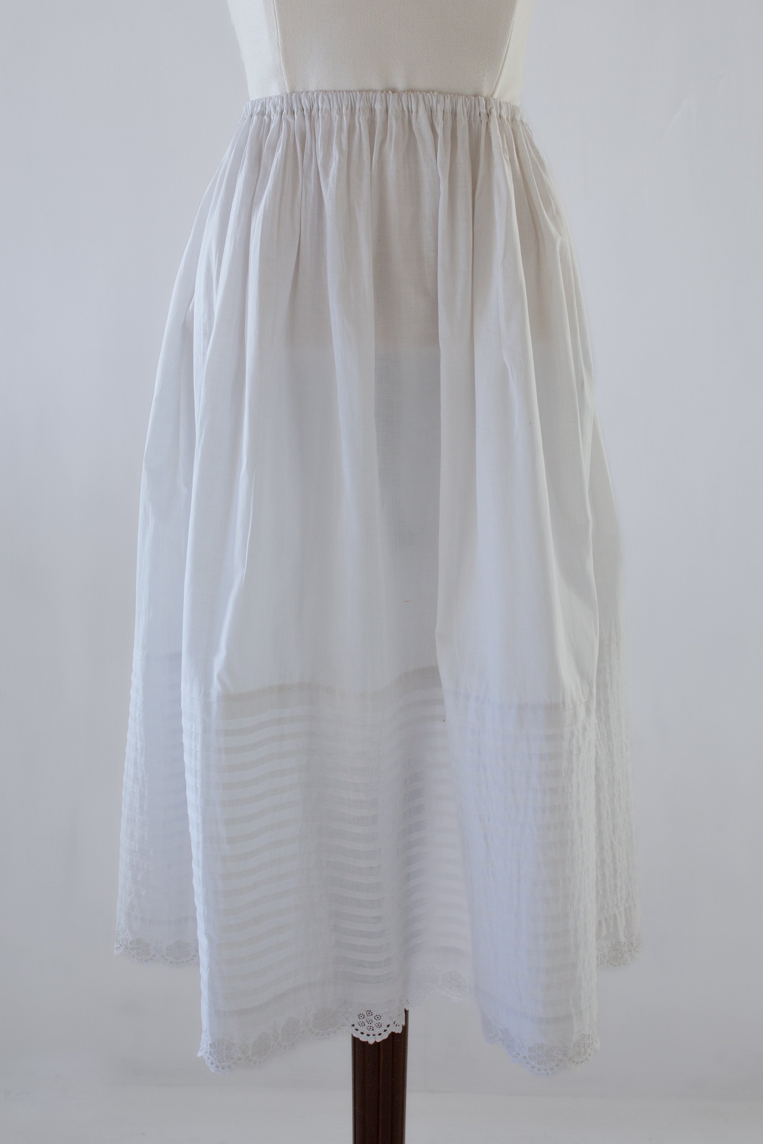 Antique White Cotton Pintuck Skirt