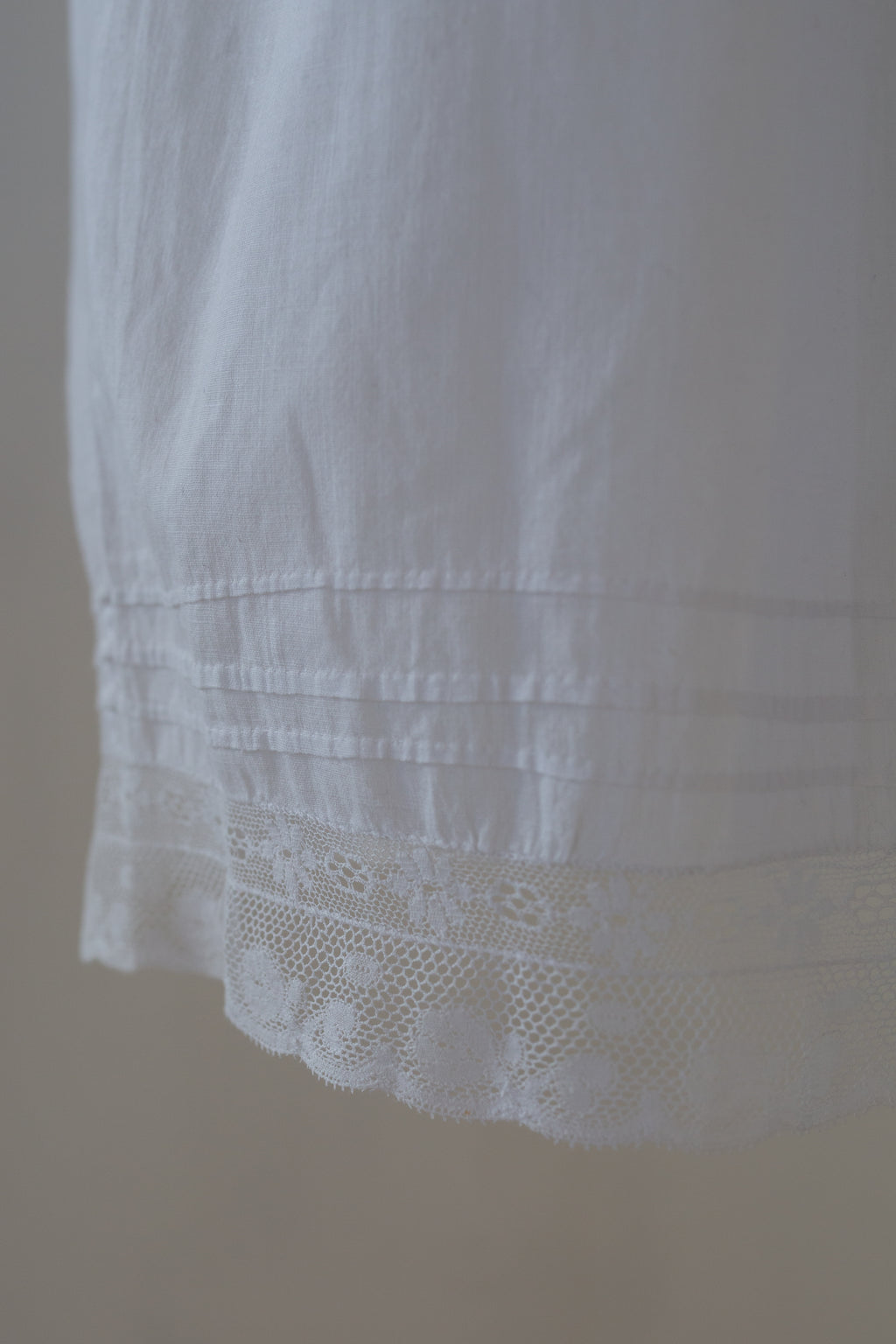 antique bobbinet lace hem on skirt 