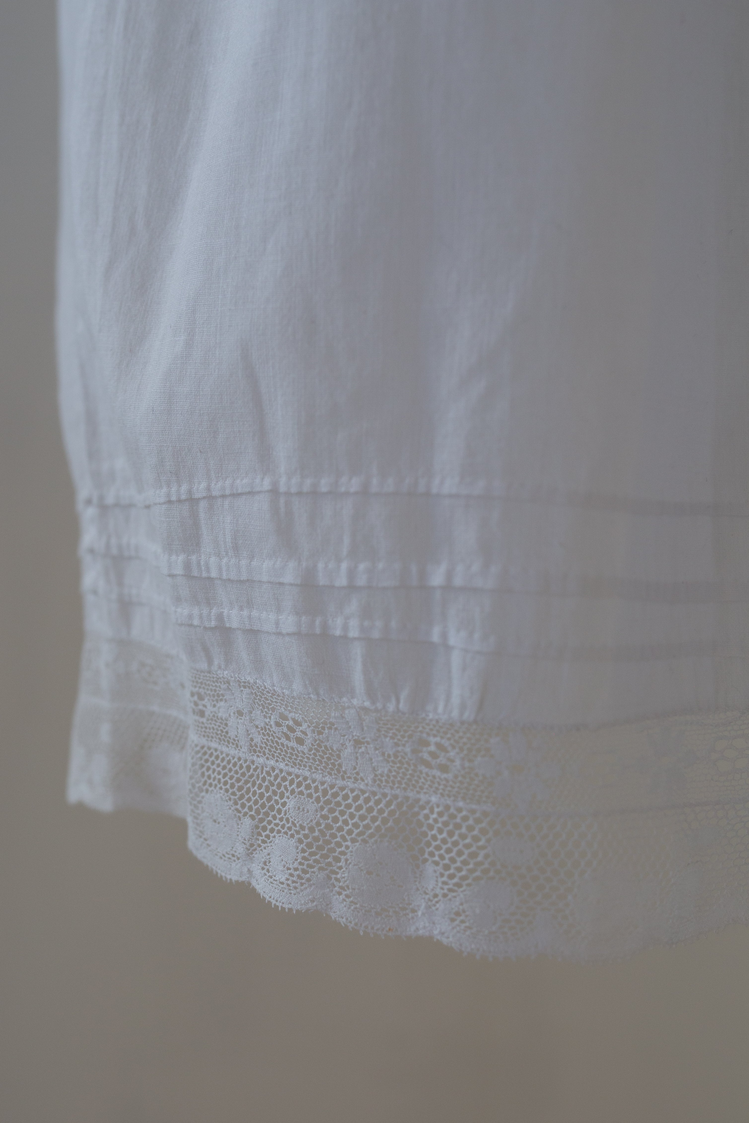 antique bobbinet lace hem on skirt 