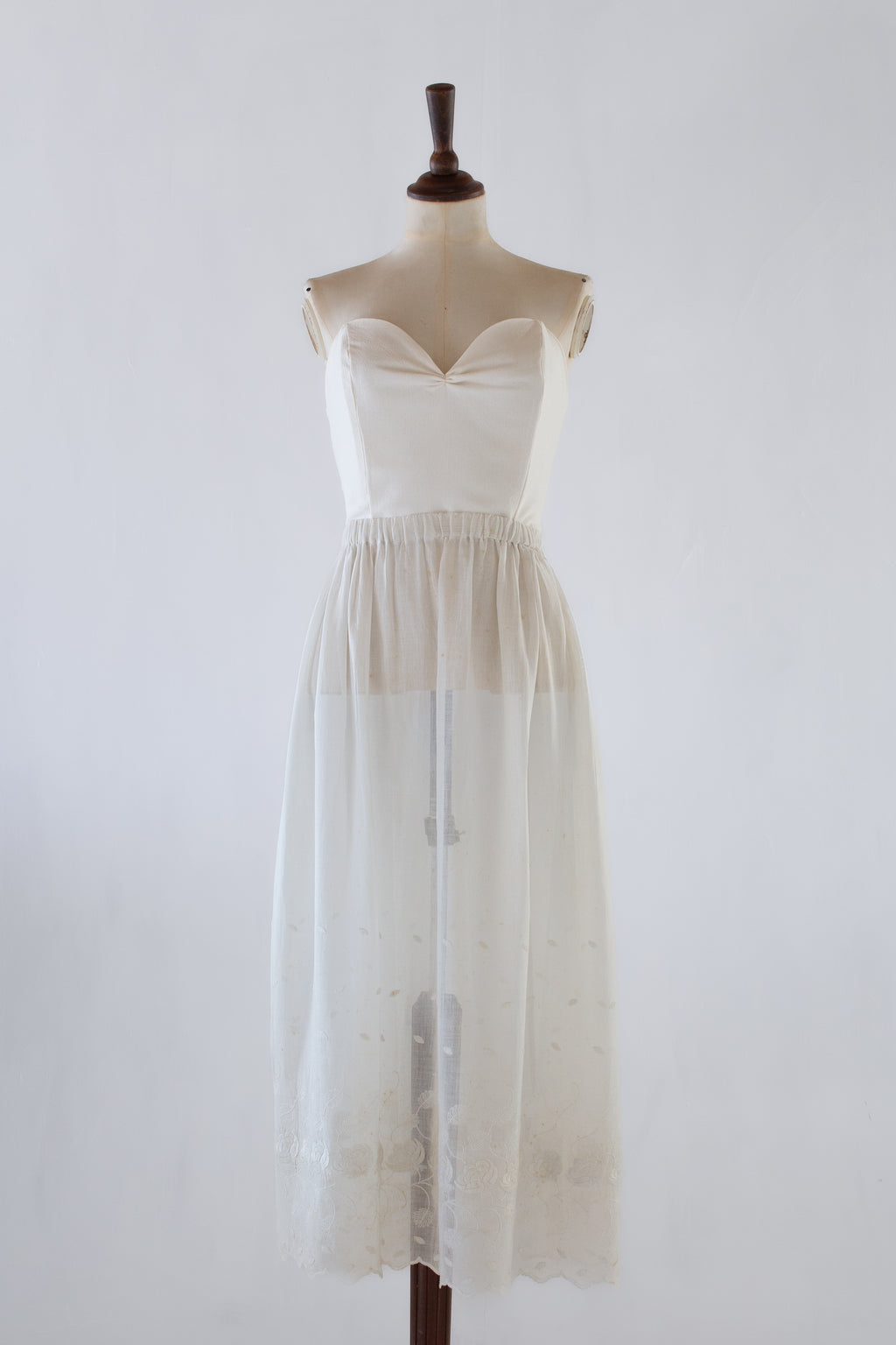 antique embroidered white cotton voile skirt