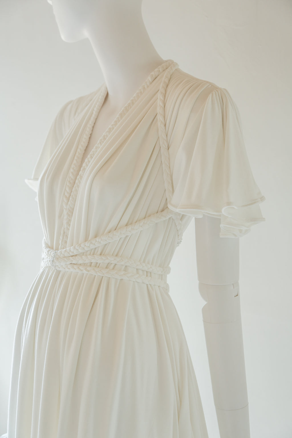 aphrodite cream bamboo jersey goddess mini dress by Alexandra King