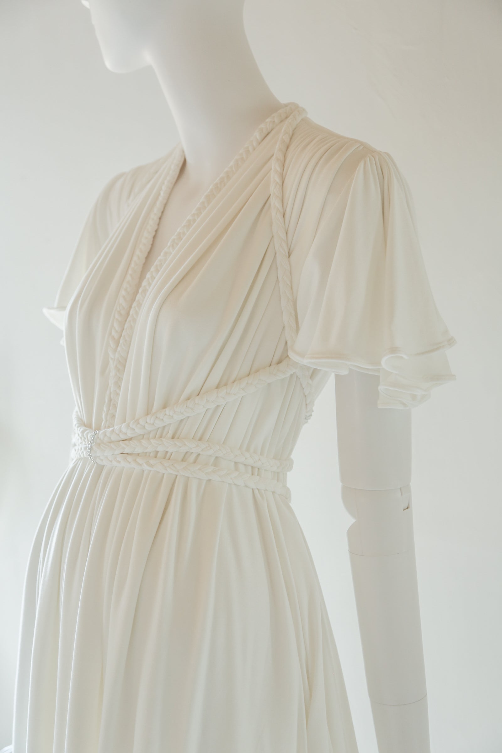 aphrodite cream bamboo jersey goddess mini dress by Alexandra King