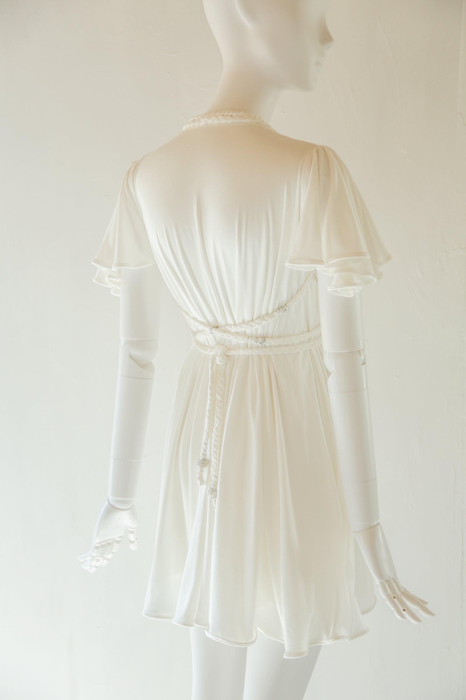 aphrodite cream bamboo jersey goddess mini dress by Alexandra King