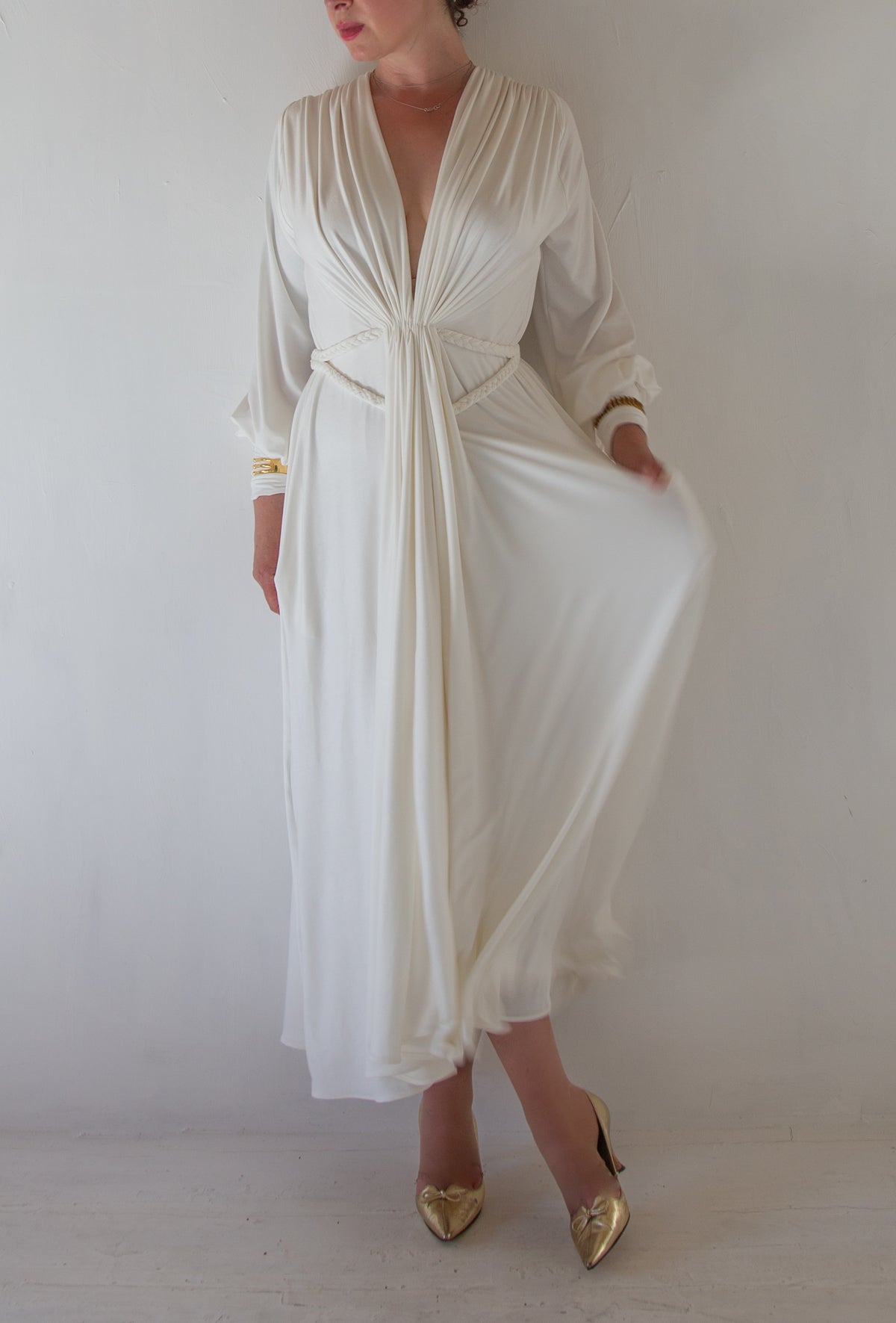 athena ivory draped bamboo jersey maxi dress alexandra king 