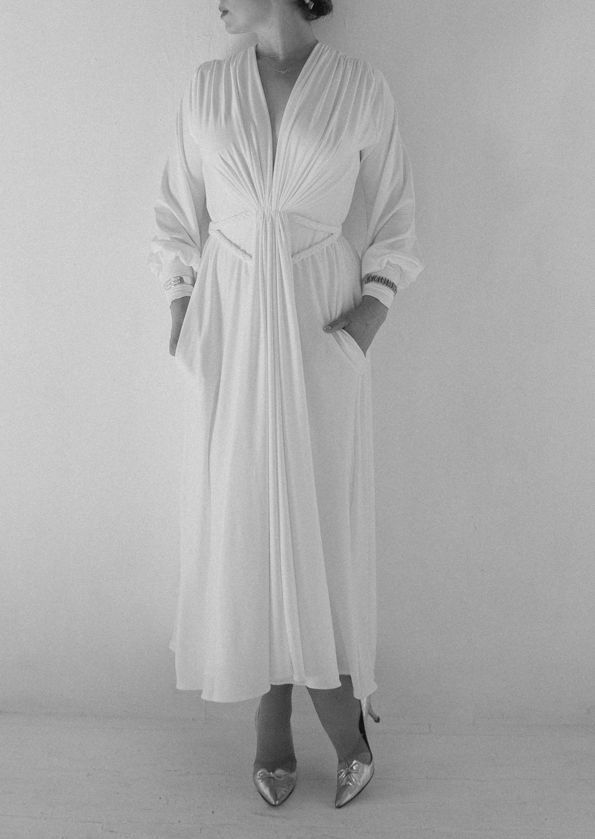 athena ivory draped bamboo jersey maxi dress alexandra king 