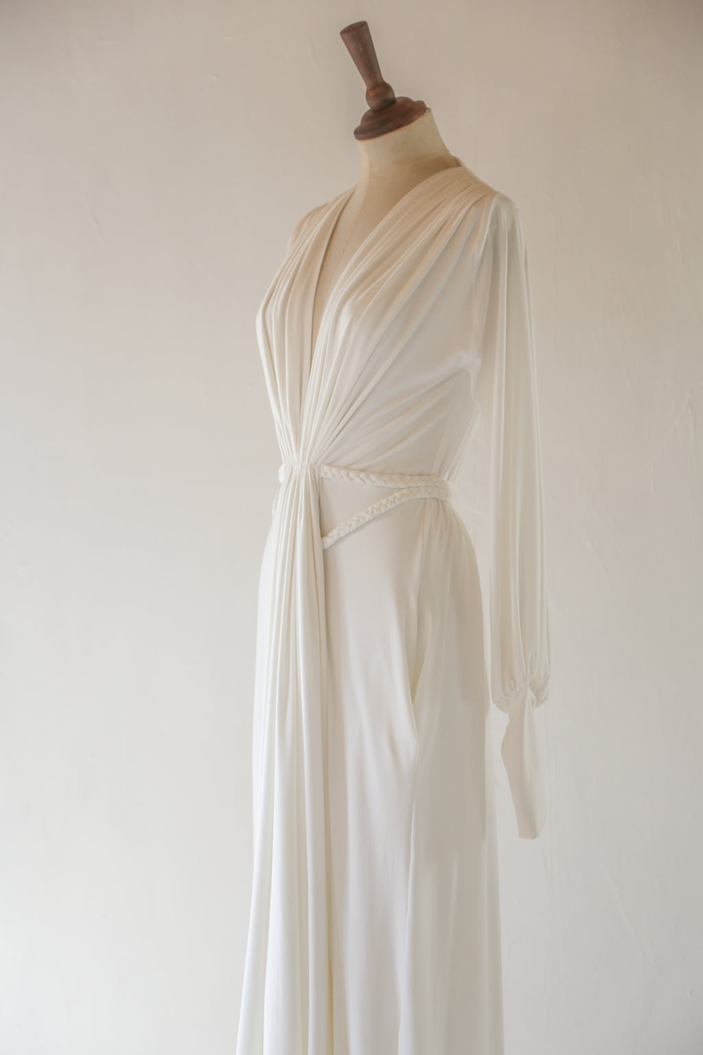 Ivory Bamboo Jersey Draped Dress - Athena