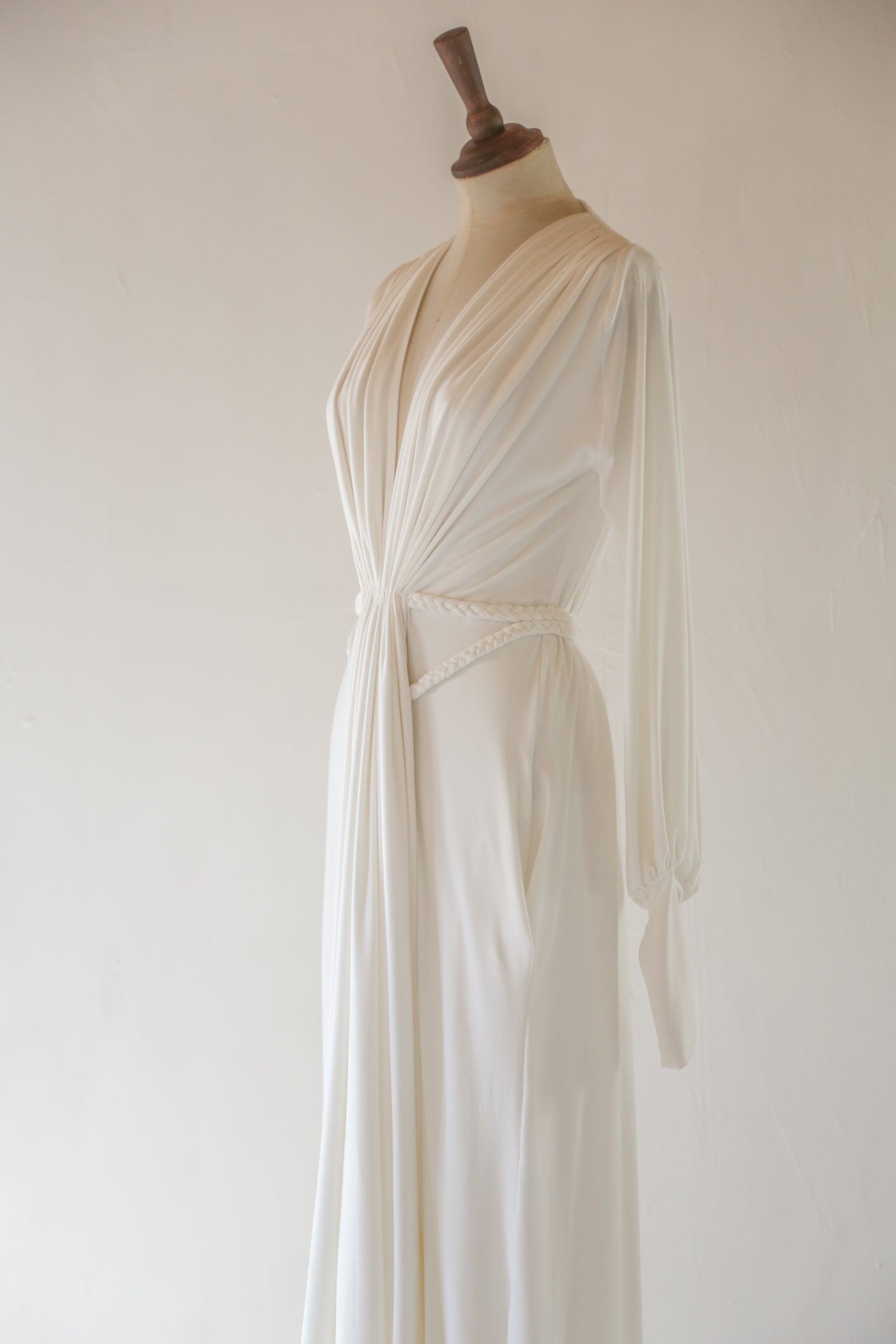 Ivory Bamboo Jersey Draped Dress - Athena