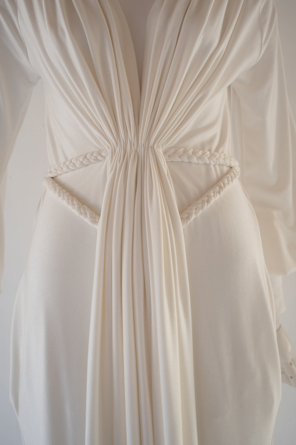 Ivory Bamboo Jersey Draped Dress - Athena