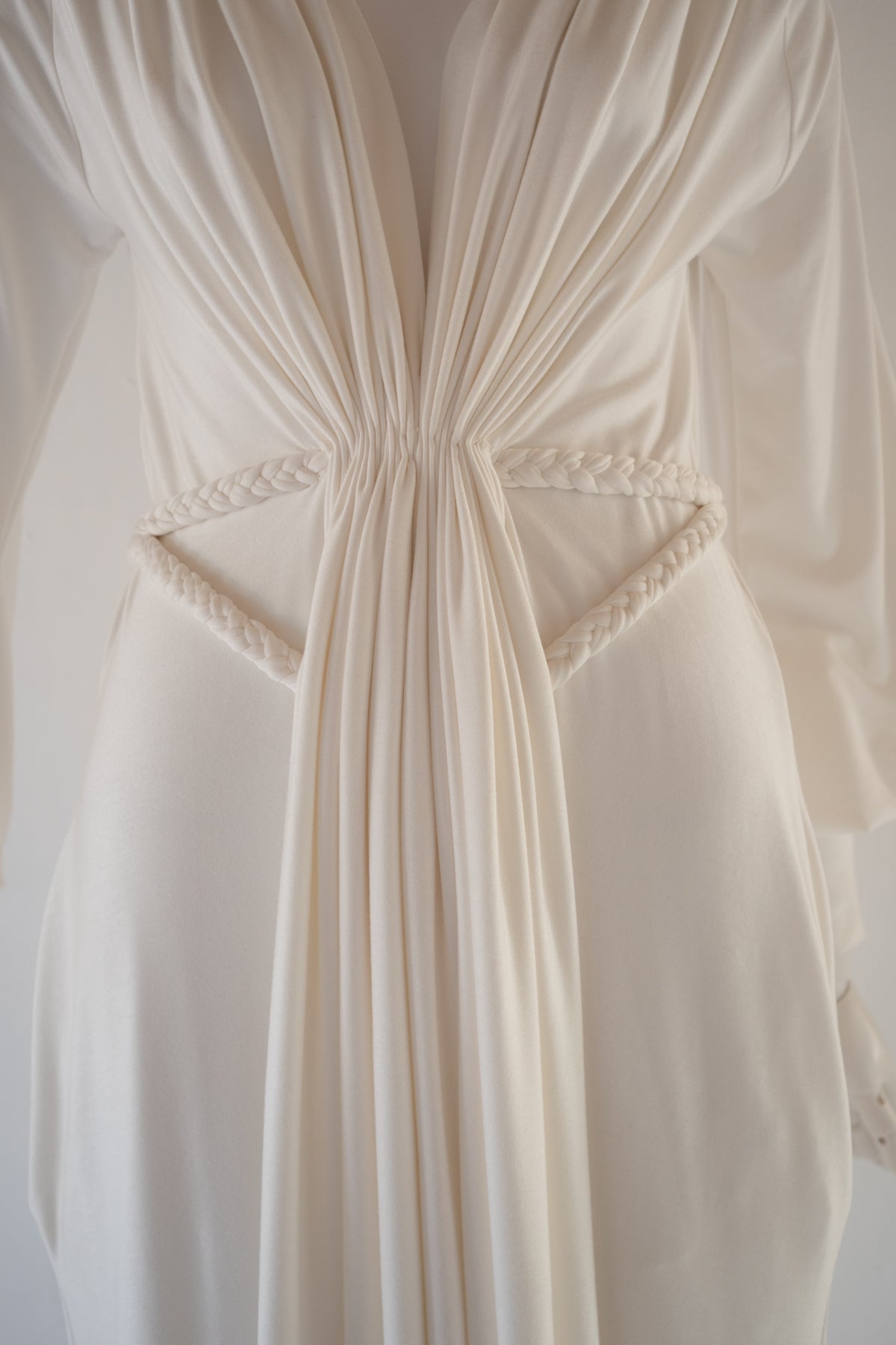 Ivory Bamboo Jersey Draped Dress - Athena
