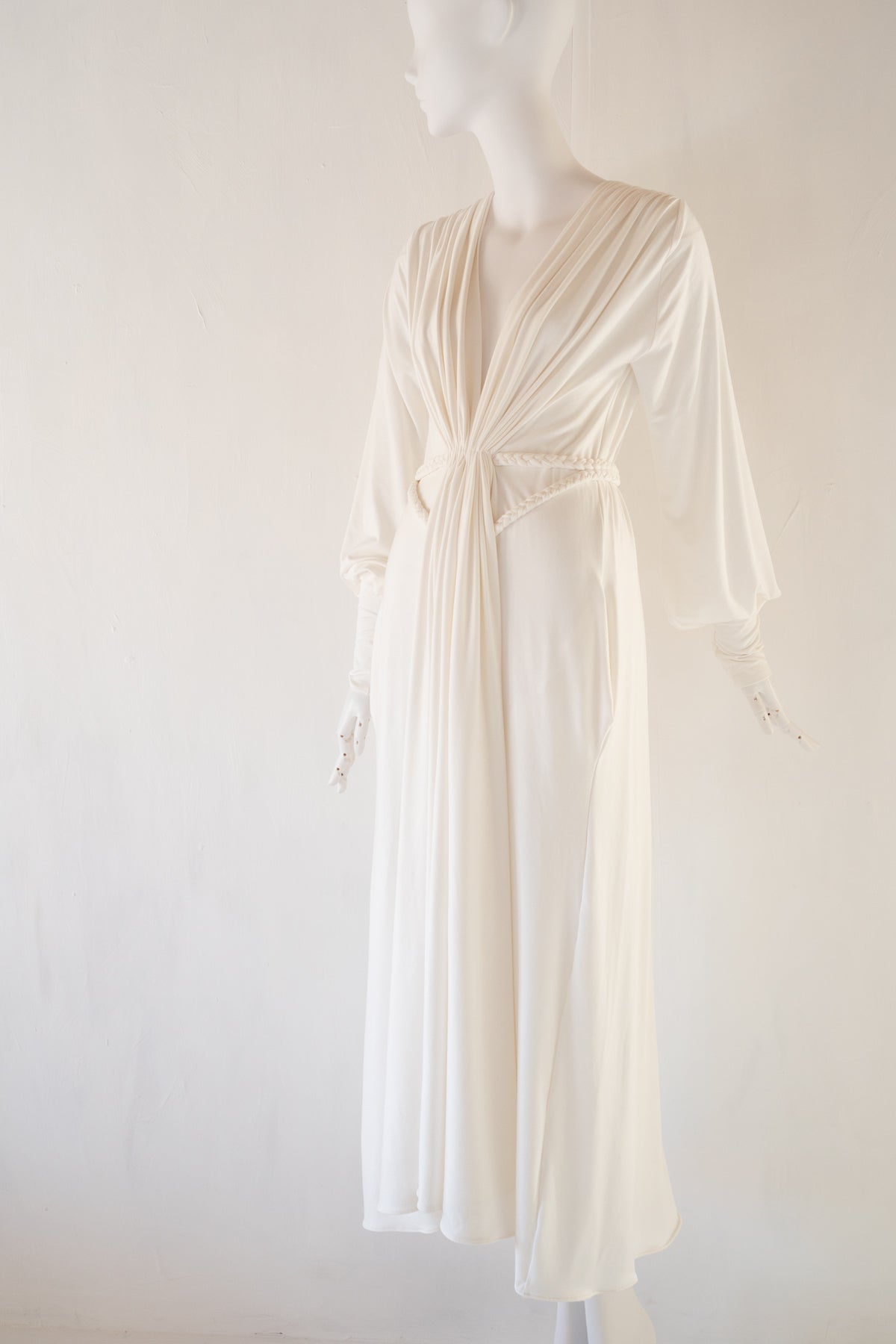 Ivory Bamboo Jersey Draped Dress - Athena