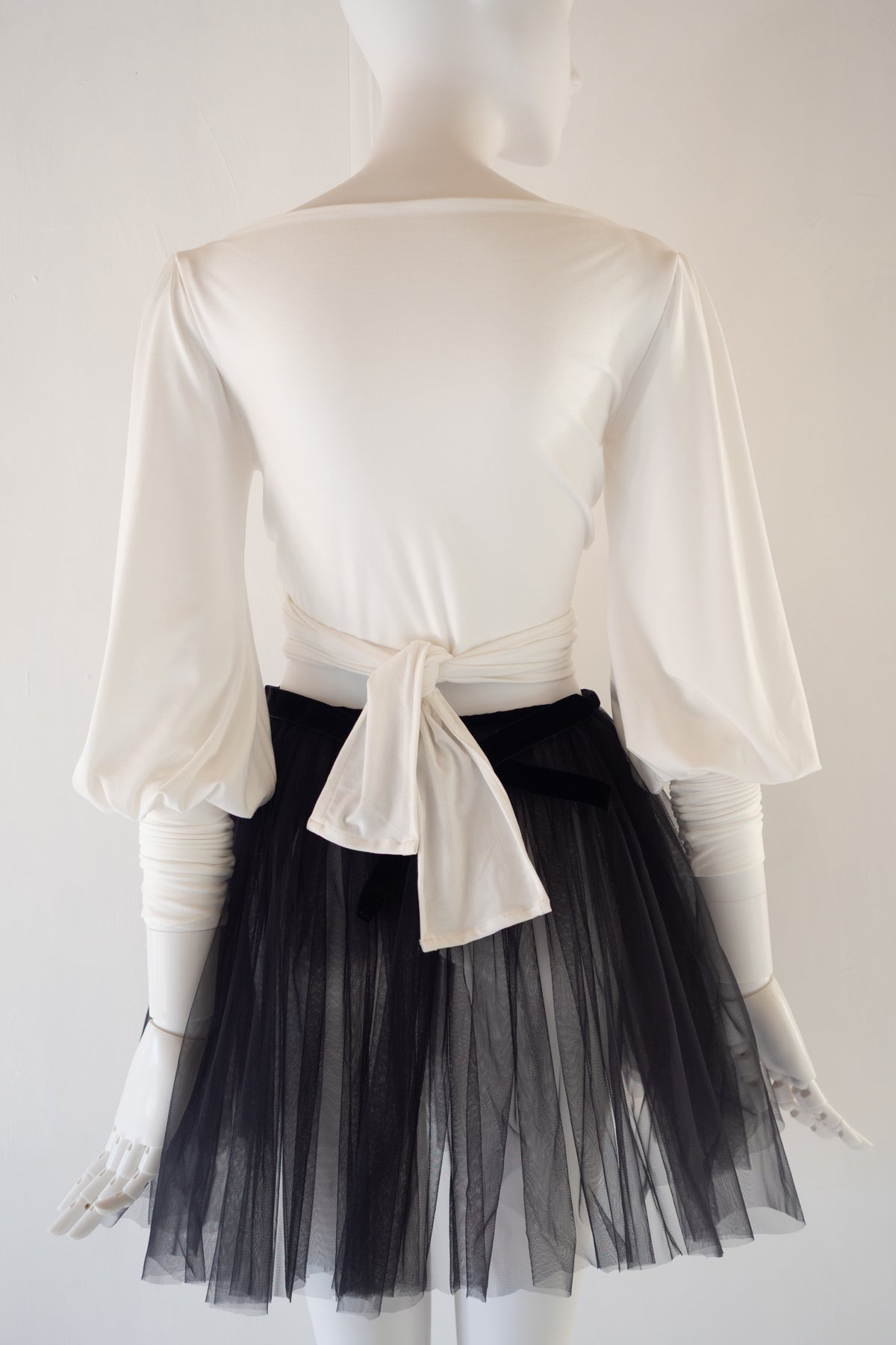 Ivory Bamboo Jersey Wrap Cardigan - Balletina