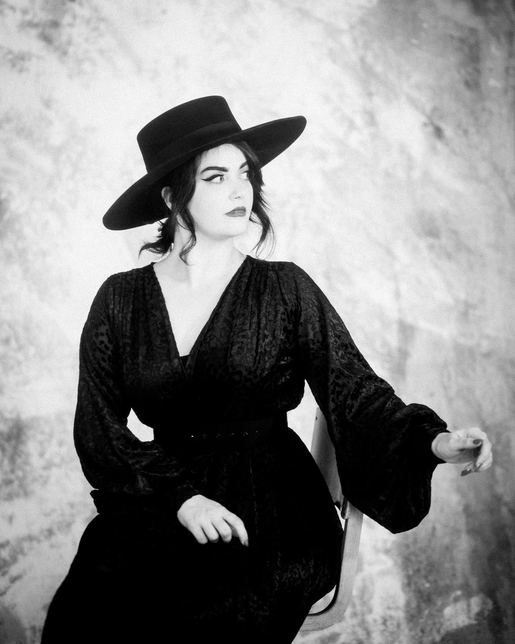Vanya - Black Velvet Devore Gown