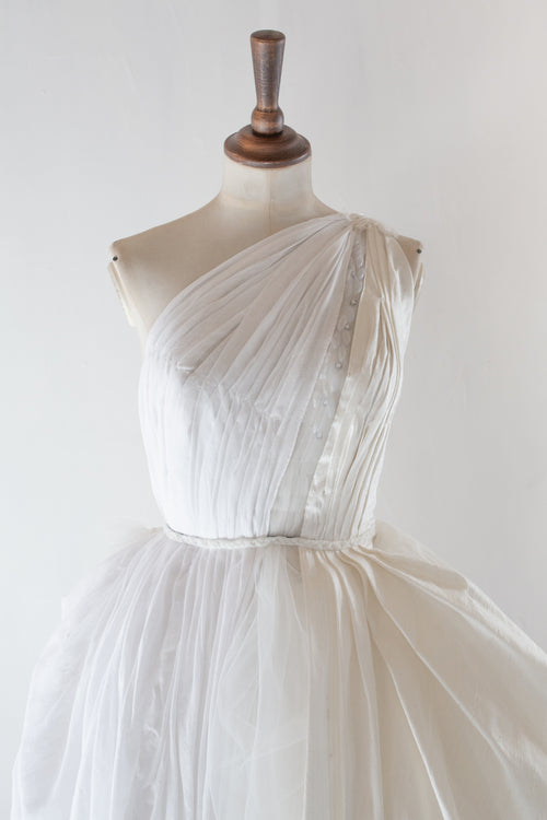 From the Source Original Draped Dress in Muslin, Tulle and Silk