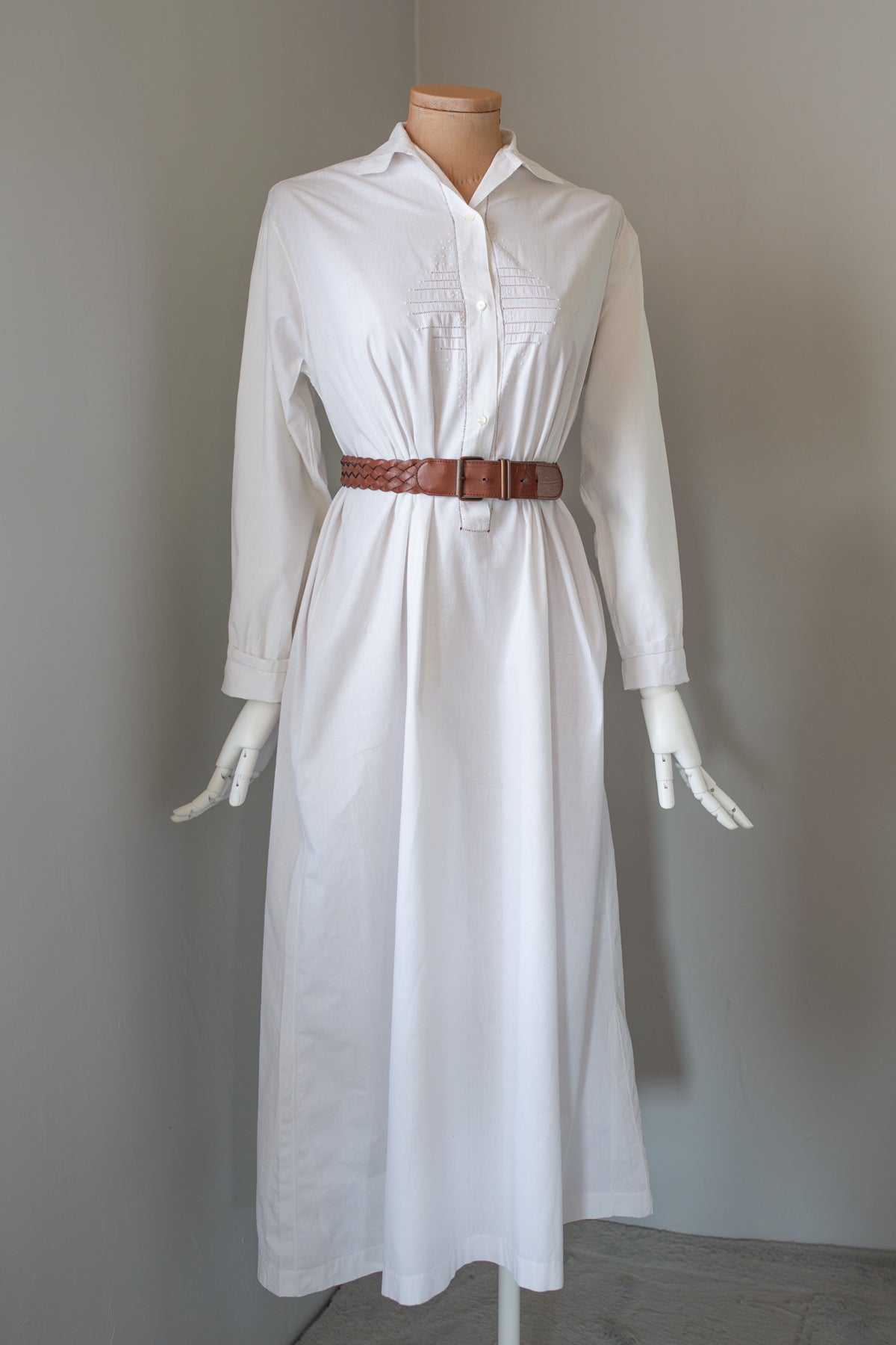 Antique White Cotton Shirt Dress